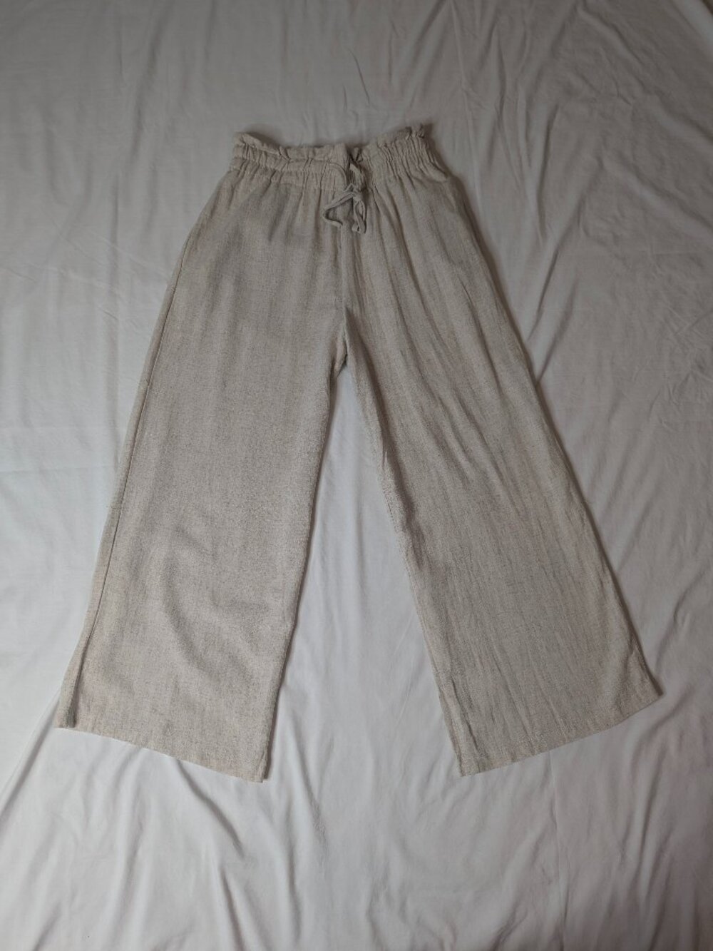Petal & Pup Linen Beige Pants, Size 8
